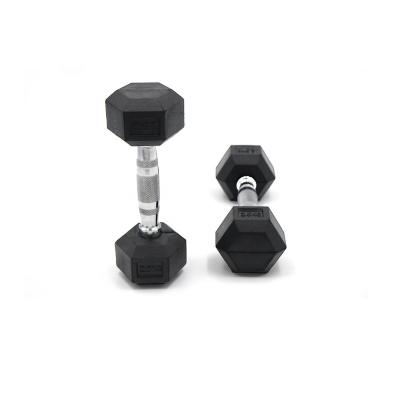 China Dumbell Set Dumbbell Weight Set 2.5kg Black Metal Rubber Hex Dumbbell for sale