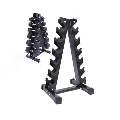 China A Shaped Commercial Black Gym Equipment Home Dumbbell Rack Rack 6 Tier Dumbbell Storage Rack for sale