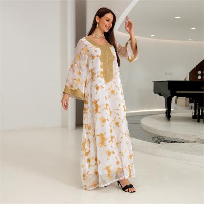 China Hot Sale Traditional Luxury Leisure Middle East Arab Modest Chiffon Hand Work Maxi Dress lehnga abaya for sale