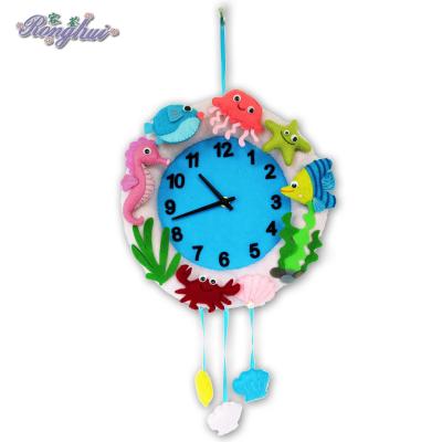 China Mediterranean Snails Clock DIY Material Package Forest Animal Theme Fabric Felt Easy To Cut Handmade Clock For Living Room Decoration for sale