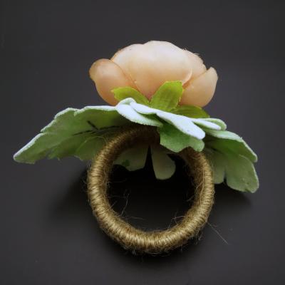 China Floral Stocked Napkin Rings Dinner Table Decoration For Wedding for sale