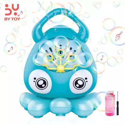 China Kids Summer Outdoor Activity Plastic Automatic Popular Octopus Soapbox Blower Bubble Machine Musical Toys for sale