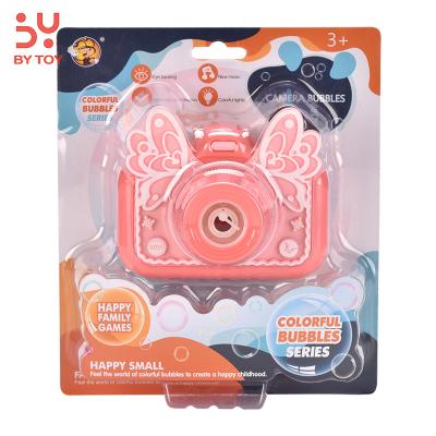 China Cute Pink High Quality Plastic Cartoon Butterfly Shape With Light And Music Bubble Camera Outdoor Toys for sale