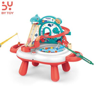 China Summer Spray Children Water Tool Water Play Toy Educational 3-in-1 Set Fishing Slide Ocean Park Game Table Electric Fishing Juguete for sale