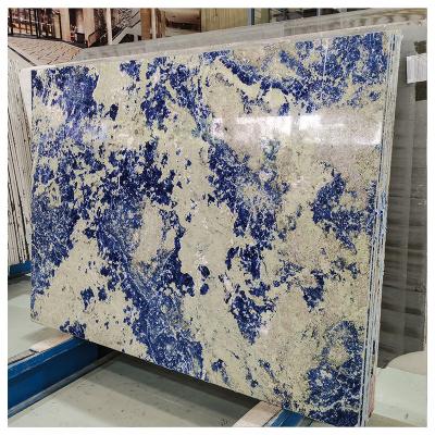 China Wholesale custom modern luxury natural stone villa wall panel sky blue onyx marble interior gold slab for sale