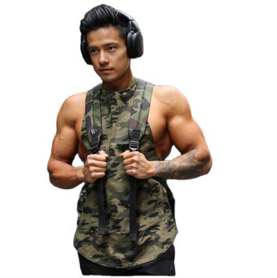 China Custom Logo Anti Shrink Running Gym Top Camouflage Shaping Compression Top Mens Tank Top Drop Shipping for sale