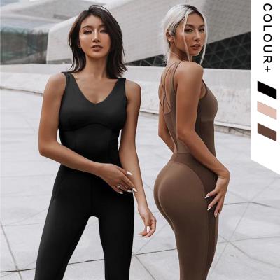 China Anti-Static Fashion Bodycon Jumpsuit Pants Fitness Dance Wear Yoga Overalls Playsuit Women One Piece for sale