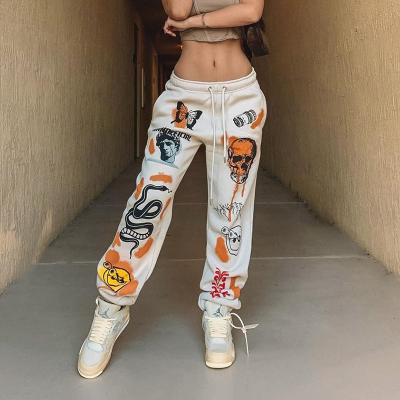 China Fashion Breathable Graphic Women Joggers Drawstring Sweatpants Thick Long Trousers Pants Streetwear for sale