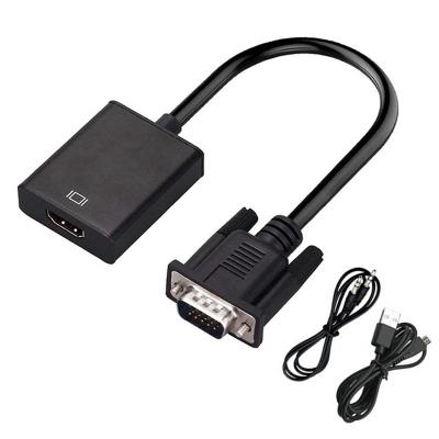 China VGA To HD 1080P VGA to HD Connector Adapter with Audio, Male to Female Cable for Computer Laptop PC HDTV Monitor with Charging Cable for sale