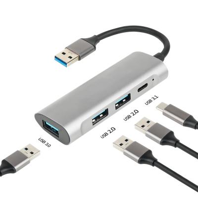 China USB3.0 USB 3.0 Hub High Speed ​​Aluminum 4 Port Slim Ultra Type C Adapter Portable Data Hub Applicable for Macbook, Laptop, PC 5Gbps USB for sale