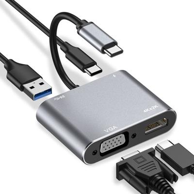 China USB3.0 High Speed ​​USB Port 4 IN 1 with PD Charging 4K HDTV Hub for Macbook Accessories Dock USB C Hub for sale