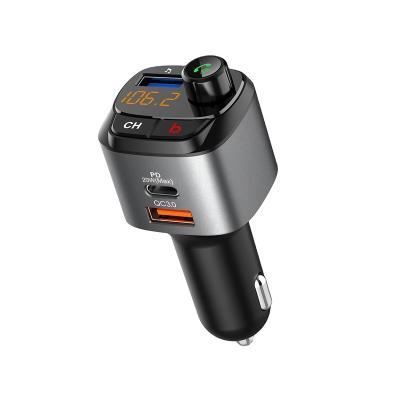 China Hot Sale QC3.0 Handsfree Car Charger Type-C USB PD 20W Bluetooths FM Transmitter For Car for sale