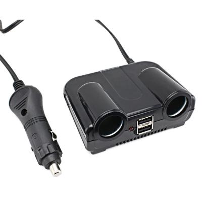 China Phone Car Cigarette Lighter 2 Socket QC2.0 Two USB Ports 5V 2.1A 3.1A 4.8A Charging Charger with Extension Cord for sale