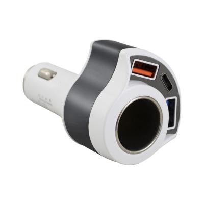 China 4 Plug Adapter In 1 Car Charger Plug With Regular Type-C Adapter QC3.0 USB-A Ports And Emergency Hammer for sale