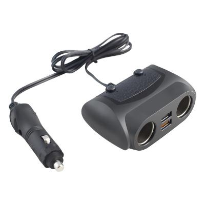 China Dual Port Splitter Car Cigarette Usb Charger Socket With QC3.0 Car Charger And Independent Switches for sale