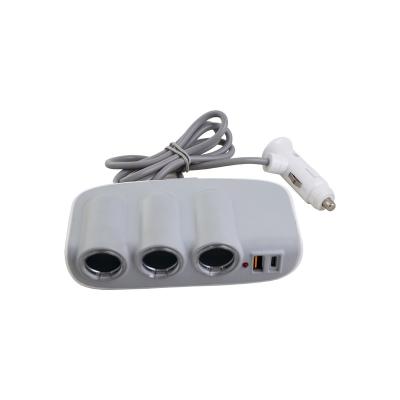 China Multifunctional Mutlple Plug Car Charger 3 Socket 2 Ports Quick Charge 3.0 Usb c Car Socket for sale