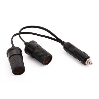 China Charger Adapter 12/24V Car Cigarette Lighter 2 In 1 Plug Adapter With Extension Cable for sale