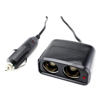 China Universal Dual Charger Adapter Car 12/24V Plug Adapter With Extension Cord for sale