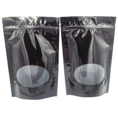 China Custom Packaging Resealable Matte Moisture Proof Stand Up Pouch Plastic With Black Window Mylar Bags for sale