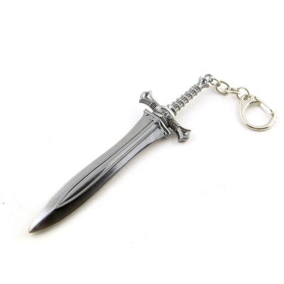 China Europe quality design 3D bronze metal stamping knife mini hard sword key chain enamel key chain for sale