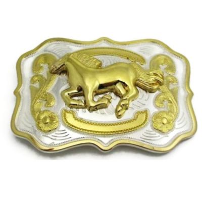 China Religious Hot Selling France Damascus Gold Horse Head Belt Buckle Plating Belt Buckle for sale