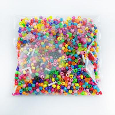 China Kids Toy Color Sparkle Plastic Acrylic Smart Beads For Jewelry 9mm Kit Seed Custom Hair Beads Multicolor for sale