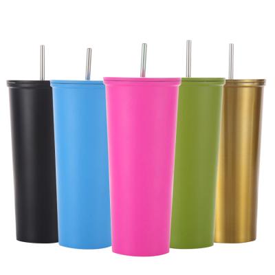 China 2021 New Product Custom Logo Stainless Steel Vacuum Tumbler Viable With Straw for sale