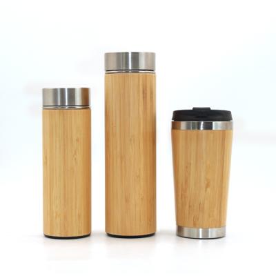 China 17OZ Sustainable Vacuum Insulated Bamboo Travel Tea Cup Tumbler With Tea Infuser And Strainer for sale