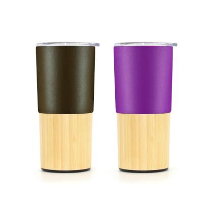 China Sustainable 16oz BPA Free Stainless Steel Vacuum Insulated And Infusing Bamboo Water Tumbler for sale