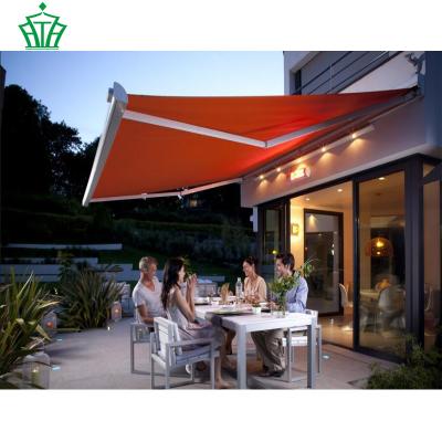 China Full Cassette Acrylic Luxury Aluminum Awning Frame Outdoor Motor Sun Shades Retractable Awning for sale