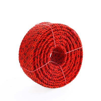 China PE PE Rope 3 Strands Twisted Colored PE Rope Yellow And Red Color For Packaging for sale