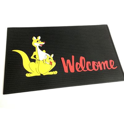 China Customized Logo Rubber Waterproof Commercial Anti-Slip Embossed Door Mat for sale