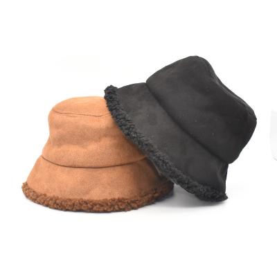 China Sherpa Teddy Bucket Hat Windproof Warm Hat Fleece Lined Suede Plush Polyester Faux Fur Cover Thick Winter Cold Weather Fisherman Hat COMMON for sale