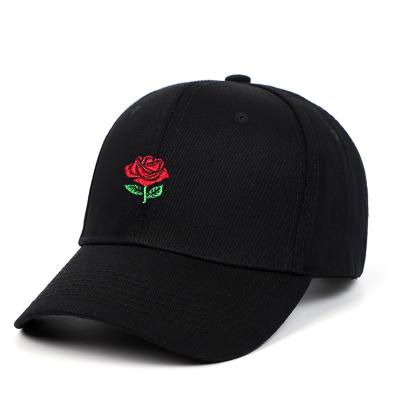 China COMMON 6 Panel Rose Women Baseball Hat Cap Cotton Hats With Custom Embroidery Logo for sale