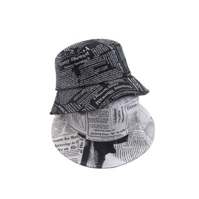 China Wholesale Retro Striped Newspaper Printing Fisherman Hat Bucket, Cotton Bucket Hat for sale