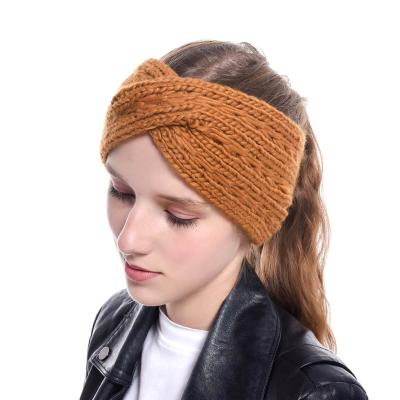 China Hot JOINT Fashion Hair Accessories Hand - Woven Headband Knit Cross Wool Hair Band for sale