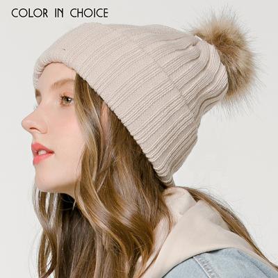 China OEM COMMON Beanie Hat Custom Made /Custom Knitted Pom Beanie Hat /Custom Winter Knitted Hat With Big Pom Pom for sale