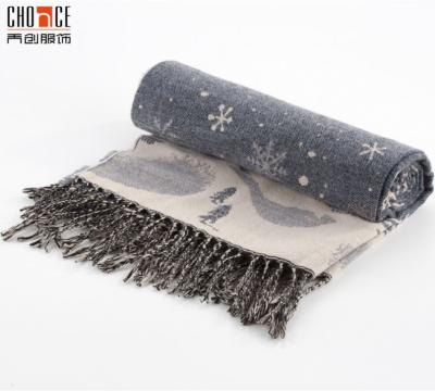 China Wholesale Acrylic or Custom Christmas Style Long Pattern Snowflake Scarf Winter Man and Women Scarf for sale