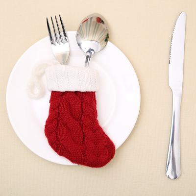 China Christmast Ornament Christmas Stocking Gift Bangs Santa Decoration Tableware Casing Knife and Fork Protector for sale