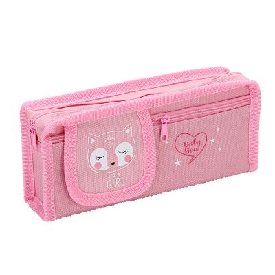 China Wholesale Multifunctional Cost-Effective Girls School Goods Cute Pencil Case Pink for sale