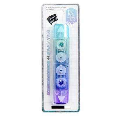 China Creative 2 in 1 Fine Quality Stationery Pen Shape Rainbow Glue Tape Roll and Creative Correction Tape 2 in 1 for sale