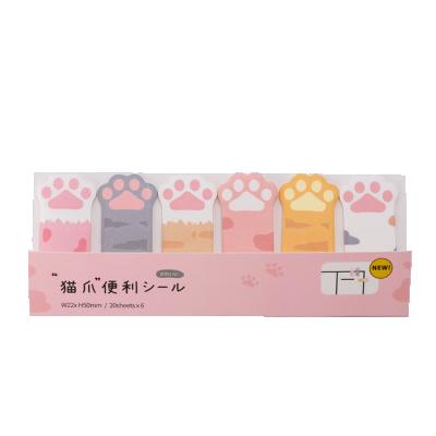 China Creative Cat Paws Cute School Office Cute Sticky Notes Factory Supply Stationery For Student for sale