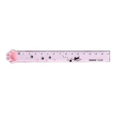 China Cute School Desk Using Student Hot Sale Creative Stationery Cute Cat Paw Polystyrene Ruler For Kids for sale