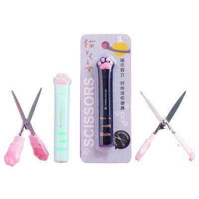 China Modern Creative Cute Office Paw Shape Pink Blue Abs Stationery Scissors Creative Custom Cute Steel Scissors for sale