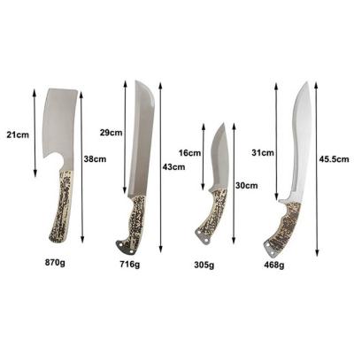 China Outdoor Camping Hunting Camping 4 Pcs Fishing Bone Handle Mulit Knife Tools Knife Set for sale