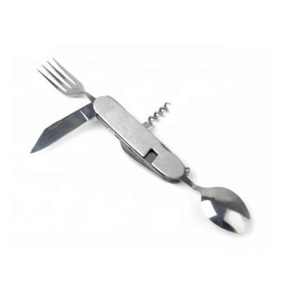 China Multi Functional Knife Food Grade Spoon Fork Foldable Knife With Stainless Steel for sale