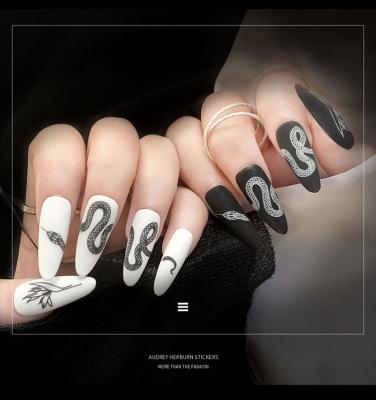 China Popular Nail Salon Nail Art 3d Nail Stickers Black And White Snakelike Nail Art Sticker for sale