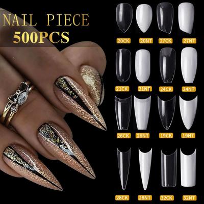 China Easy Full Apply Half Cover False Ballet Nails Stiletto Curved Nails Salon Clear French Nail Tips for sale