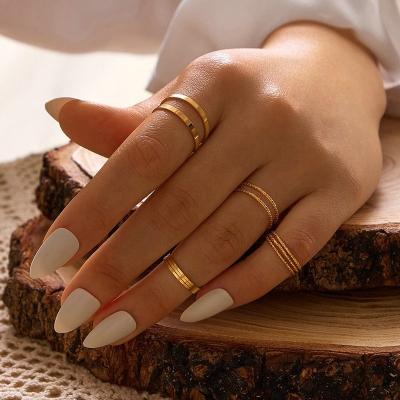 China Wholesale Cheap Hiphop Gold And Silver Plated Simple Circle 10 Pcs Rings Set For Women Jewelry for sale