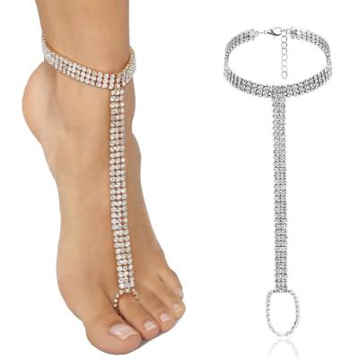 China BOHEMIA Rhinestone Anklet Bracelet Foot Jewelry Women Toe Rings Anklets For Girls Beach Jewelry for sale